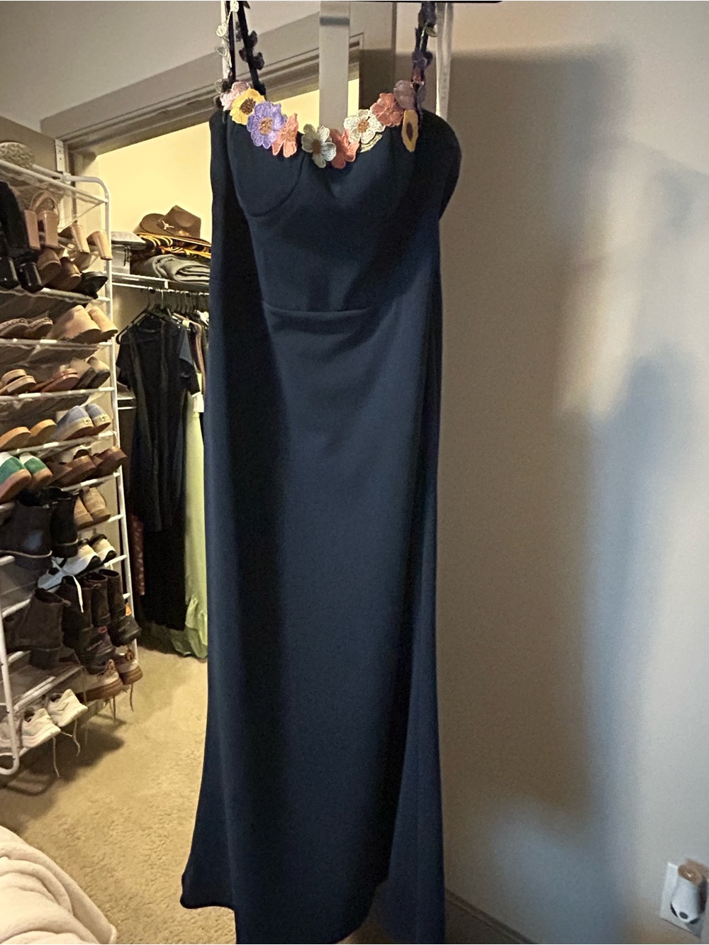 Azazie Navy MIDI Wedding Guest dress - Picture 3 of 3